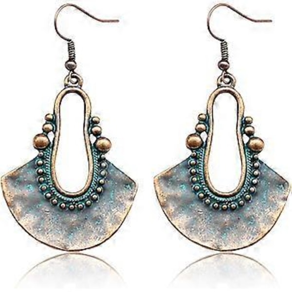 Heytea Boho Chic Håndlagde Hule Skjoldformede Hammered Drop Øredobber Vintage Statement Dingle Øredobber For Kvinner Jenter
