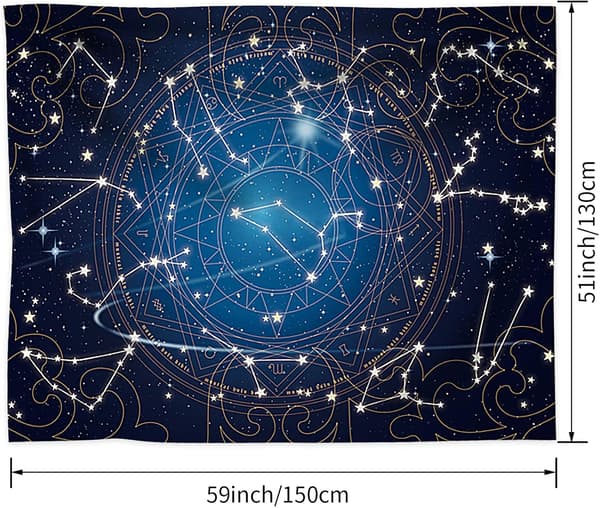 1 stk 130 x 150CM Stjernebilde Veggteppe Astro Stjernebilder