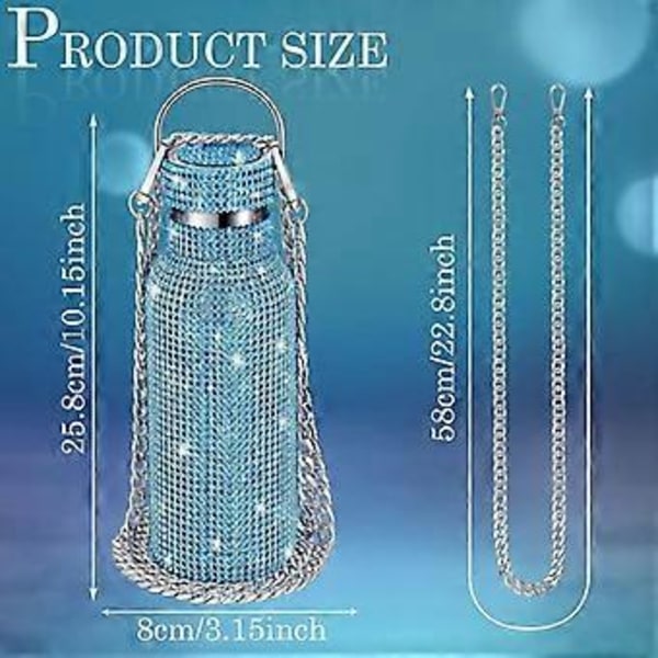 Diamant Vandflaske Bling Rhinestone Rustfrit Stål Termoflaske AB