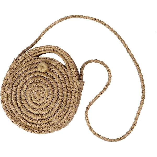 Rund halmbag dam sommar strandväska rotting crossbody axelväska