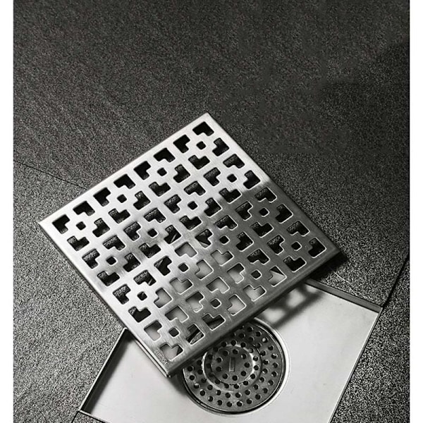 Udendørs gulvafløb, gulvafløb og bruseafløb, afløbsgulvafløb, Siphon med duftprop og hårsil, Sølv-20X20cm