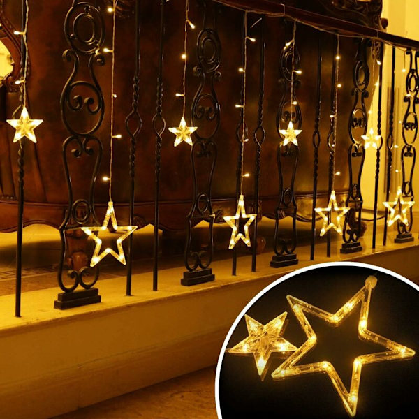 12 stjärnformade LED-ljusslingor, ljusslinga julstjärnor