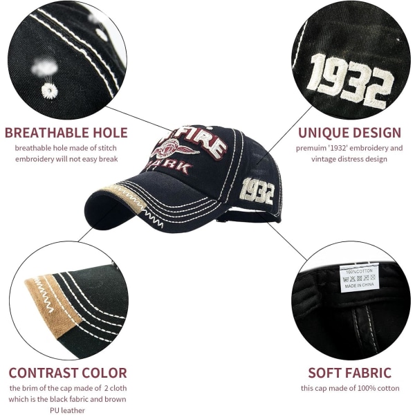 Herrhatt vintage stil andningsbar, unisex bomullsbaseballkeps, s