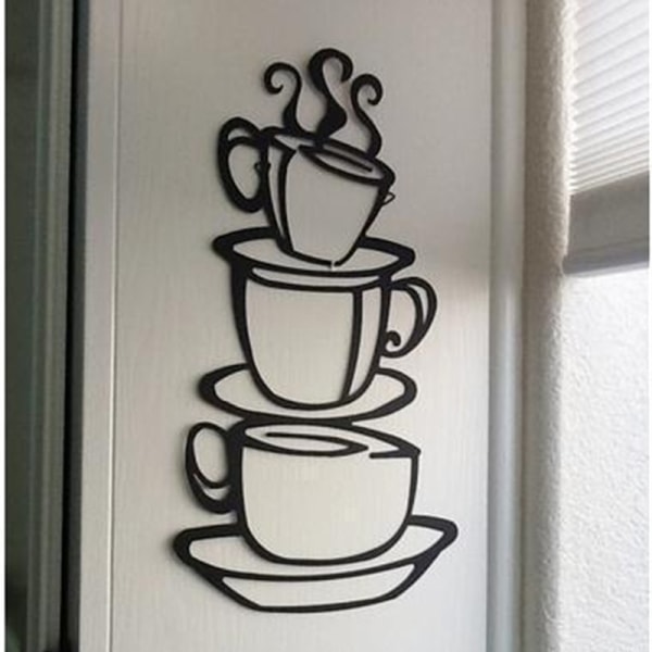 2 pakkauksen kahvikuppi Kaksipuolinen visuaalinen irrotettava seinävinyylitikku