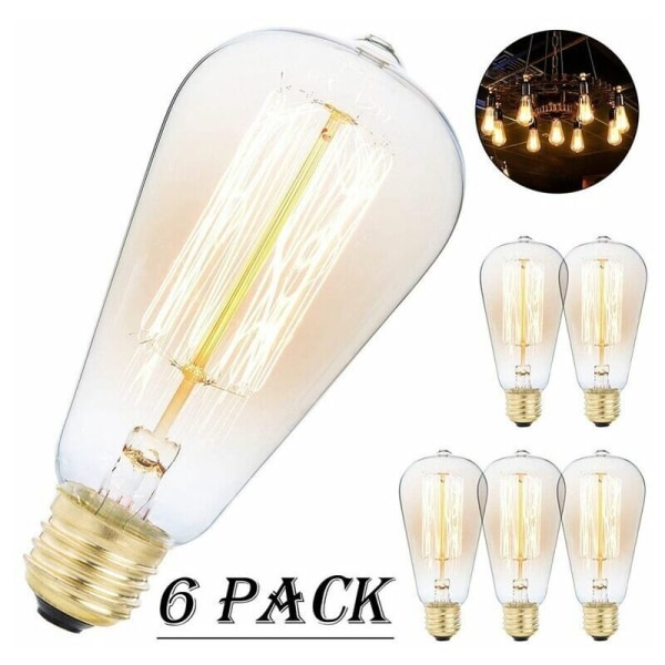 2 stk 40W E27 Edison ST64 Vintage Pære