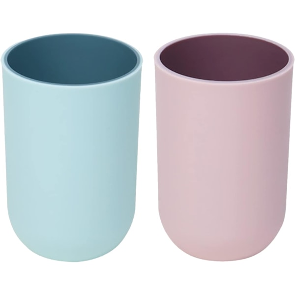 2 stycken (Ljusblå + Pulver) Borstmugg, Tandborstmugg, Tandborste