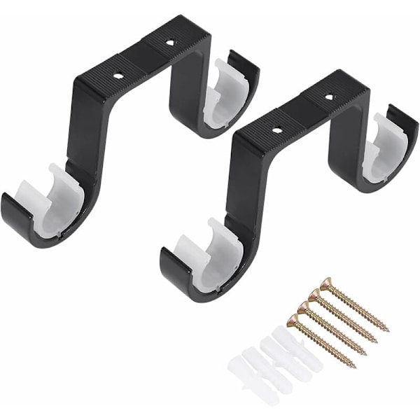 2-pack Gardinstångshållare Fästen Aluminiumlegering Fäste Svart