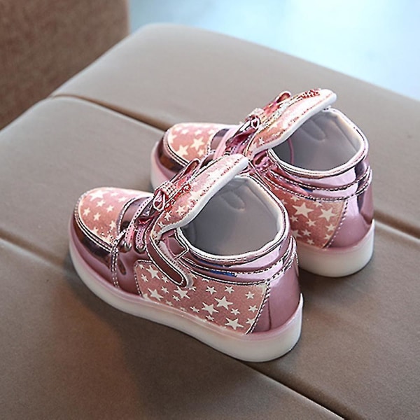 Lysande skor blinkande andningsbara sneakers självlysande vardagsskor för barn.30.Rosa