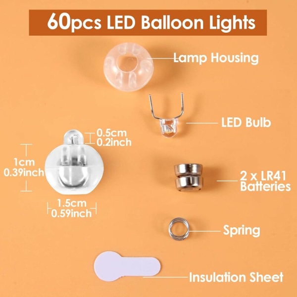 LED-ballonglampor 60 delar LED-ballonglampa, LED-lampion, Mini
