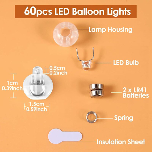 LED-ballonglampor 60 stycken LED-ballongljus, LED-lampong, Mini