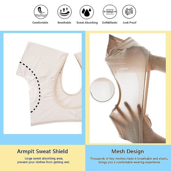 Underarm Sweat Vest, Pustende Svettebeskyttelse Undertrøye, Vaskbare Armhuleputer, Vaskbare Armhuleputer.M.Hvit