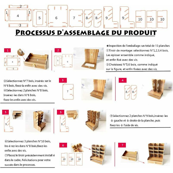 21x15x25cm Skrivebords Opbevaringsboks Træ Desk Media Organizer med Skuffe
