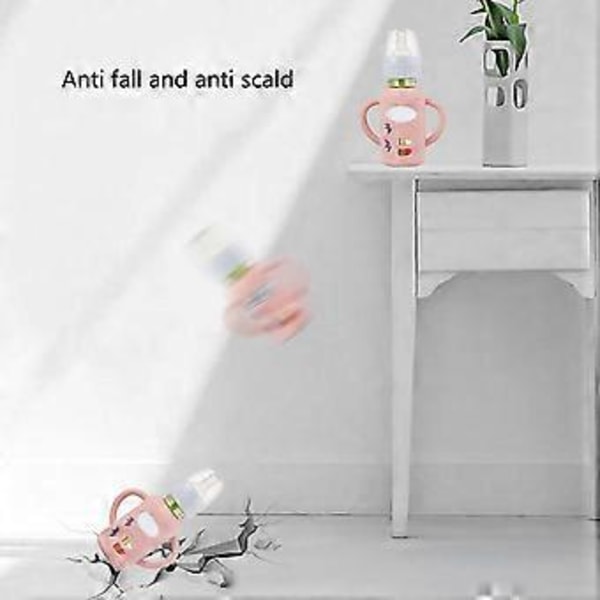 Myk silikonbeskyttelse for 120/250ml glass babyflasker Håndtak Grip Case Støtsikker Ermebeskytter Gjennomsiktig Transparent 250ml