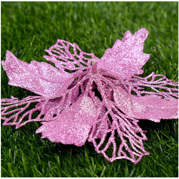 10 Juleblomstdekorasjoner, 15 cm Kunstige Løk Juleblomster - Rosa