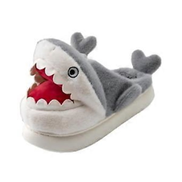 Haikitossut, lämpimät eläintossut talveksi, pörröiset tossut, luovat pehmeät söpöt puuvillatossut naisille ja miehille (EU-koko 36–37) EU Size 36 to 37