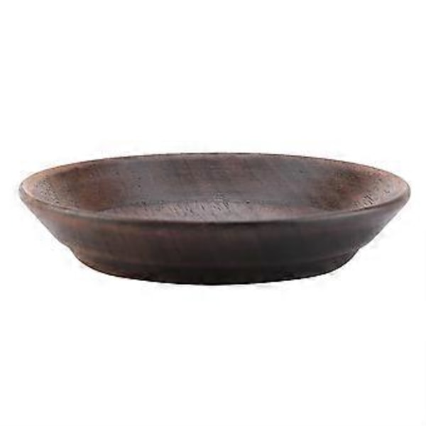 Solid mørk farve træ frugtbakke rund mad serveringsbakke te dessert kage fad tallerken (10,5 cm)