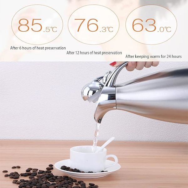 Termos, Vakuumflaska, Termos Kaffeetermos 2L, 304 Rostfritt Stål