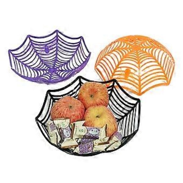 Trick or Treats Slik Frugtkurve Halloween Edderkoppespind Form Frugtholder Bordservice Edderkoppenet Skål Hjemmefest Forsyning Lilla Purple