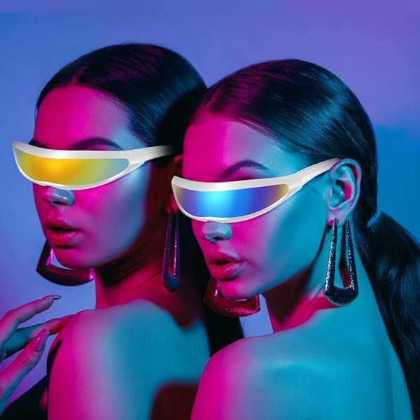 4 poser af futuristiske briller (sort og hvid) Smalle cyklop sh