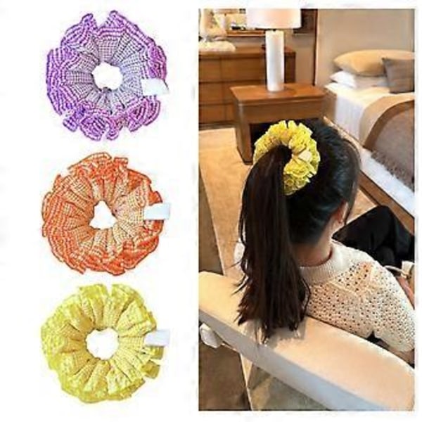 Æstetiske Scrunchies Elastisk Flerlags Blonde Hårreb Bryllupsfest Strand Hovedbeklædning Store Knolde Hårelastik Ternet Scrunchy DEEPBL DEEPBL