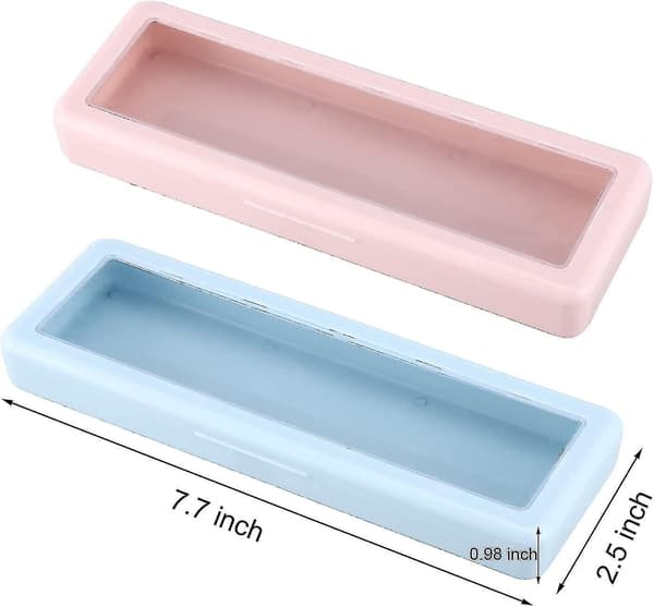 2 st Klar Plast Pennfodral Låda Med Lock, Akryl Plast Skrivmaterial...