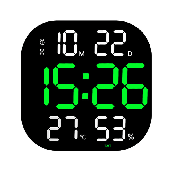 Svart Vit Grön Countdown Väggklocka, Akryl LED, 12/24 timmar,