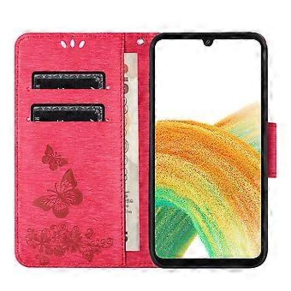 Fodral för Samsung Galaxy A05s 4G, Folio PU Läder Fjärilar Blomma Mobilskal Style B