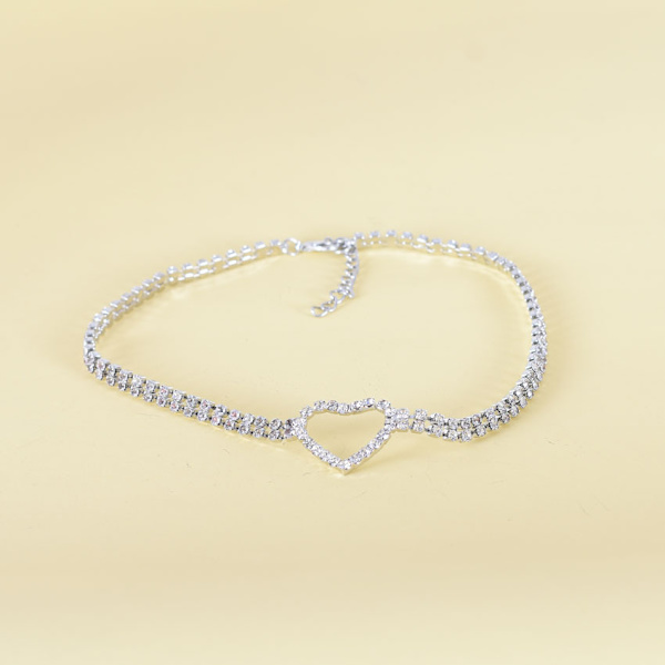 Krystallhjerte Choker Halskjede Brud Rhinestone Halskjede Damer Gi