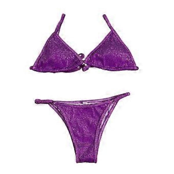 Dame Badedrakt Push Up BH Bikini Sett Strandklær (Lilla S) Purple S