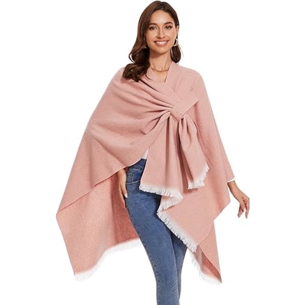 Damkrage, elegant stickad kappa, öppen krage, filt, kofta, rosa
