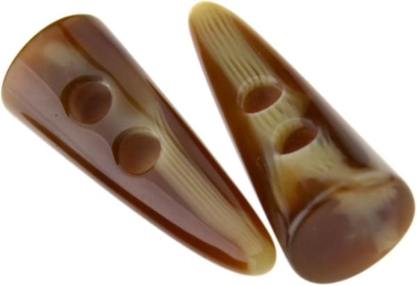 10 stk Store Horn Imitation Tand Toggle Knapper - Lys Kaffe - Com