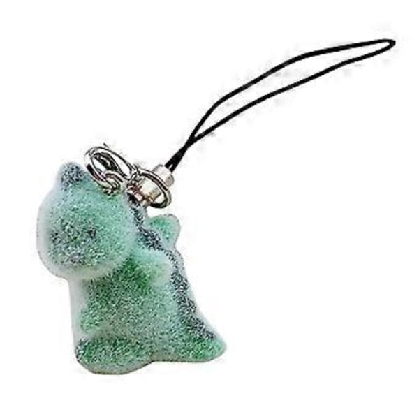 Mjuk Flockad Dinosaurie Väskhänge Vibrant Flockad Dinosaurie Nyckelring Charm Tillbehör för Personlig Artikeldekoration Style 3