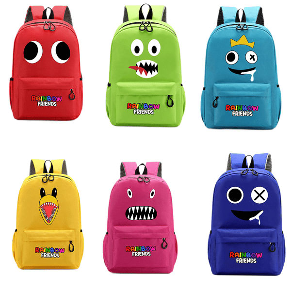 Rainbow Friends Trendig Ryggsäck Studentväska - Rosröd