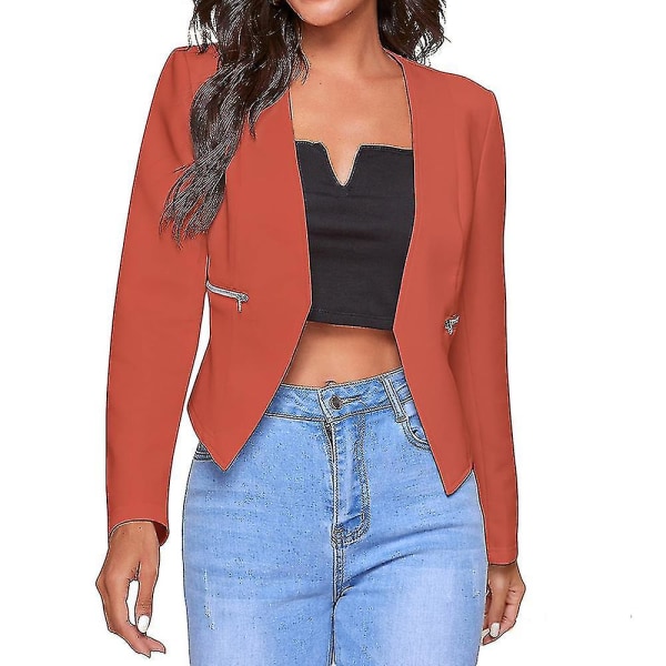 Langærmet mini blazerjakke til kvinder Casual kontorcardigan Bolero Shrug.4XL.Orange