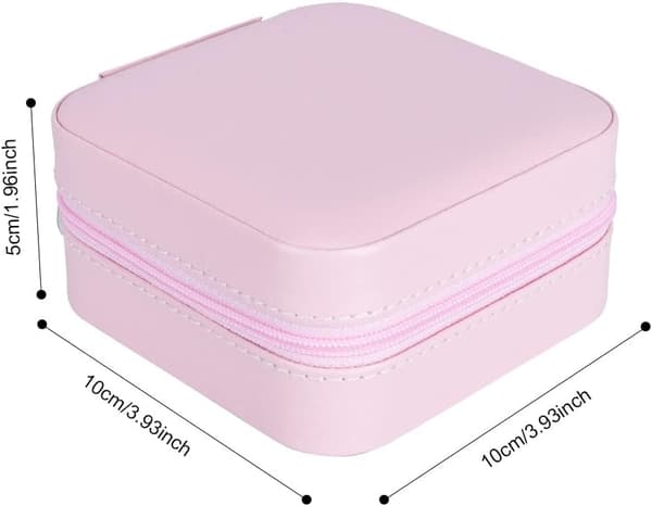 Mini Bærbart Smykkeskrin (Rosa) - Dobbelt Lag Lær Reise J