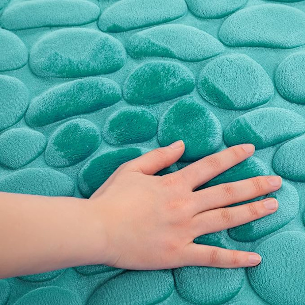 40x60cm, Vert d'eau, Tapis de salle de bain avec tapis d'absorption