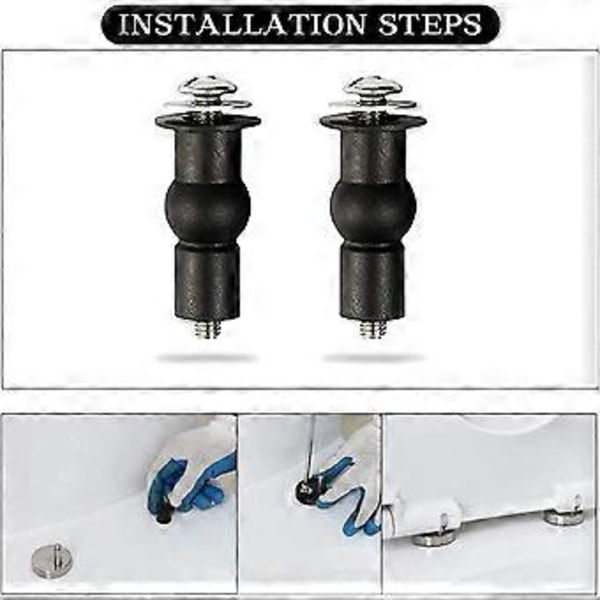 6 stk. Toalettsetehengsler Fester Toalettsete Feste Universal Toalett Reservedeler, Toalettsete Feste Fester WC Sete Gummi Ekspansjonsbolter, Passer De Fleste