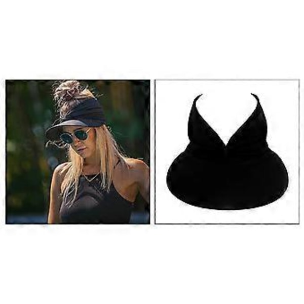 Dame Visir Hul Top Casual Hatte Kasketter til udendørs Strand Camping Vandring (Sort)