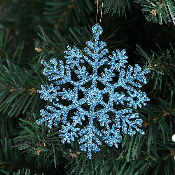 36 Pakk Plast Sølv og Blå Snøfnuggpynt Julepynt