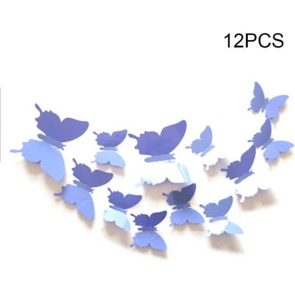 (12 lila PVC-fjärilar) 3D tredimensionell fjäril pvc wal