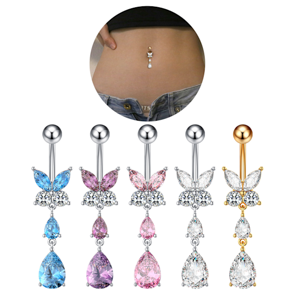 Multicolor Navlepiercing i Kirurgisk Stål 5stk Navlepiercing Stud