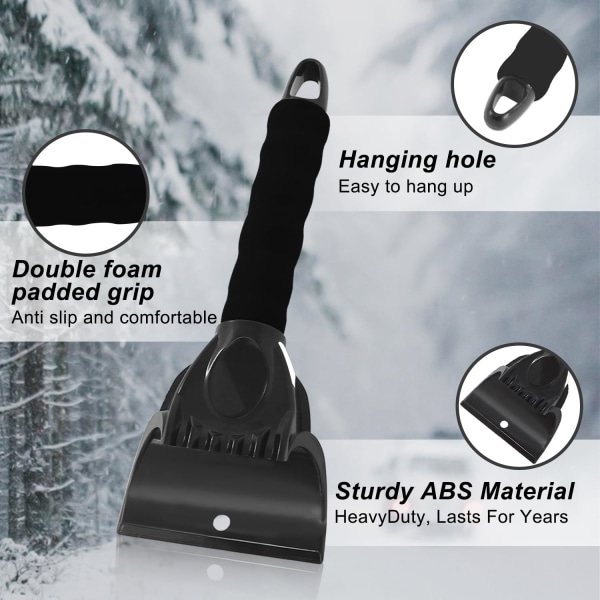 2 Pack (black&blue, 9.8 x 4.3 x 1.2 in) Snow and Ice Scraper for