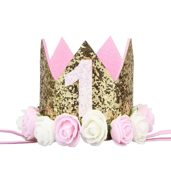 1 STK Yellow Baby Crown, 1 års fødselsdag, Princess Crown