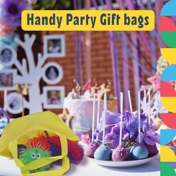 Färgglada presentpåsar i nylon, återanvändbara kassar, lätta och hållbara, 6-pack, tvättbara, hopfällbara, av non-woven canvas
