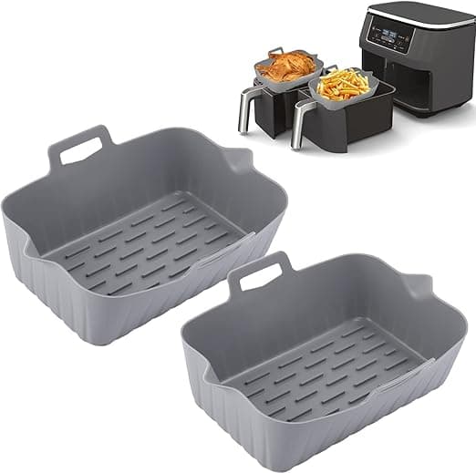 Silikone airfryer-foring (2 x grå) til rektangulære airfryere,
