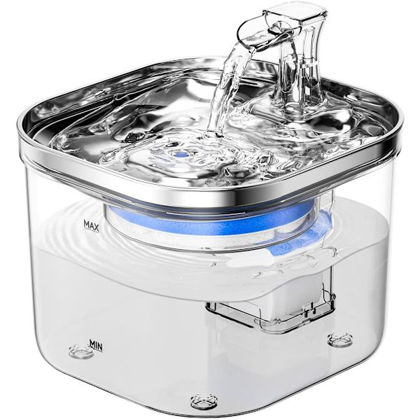 Kattvattendispenser, 68oz/2l 304 Rostfritt Stål Katt Vattenskål,