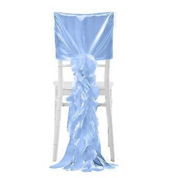 Satinstolbetræk Chiffon Flæser Let at Rengøre til Bryllup og Særlige Lejligheder Dekoration Blå Blue