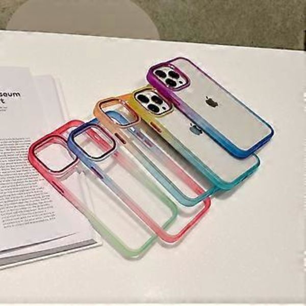 iPhone 13 6.1 puhelinkuorelle suunniteltu, [Ei kellastumista] Iskunkestävä suojaava erittäin ohut puhelinkuori, oranssi+sininen