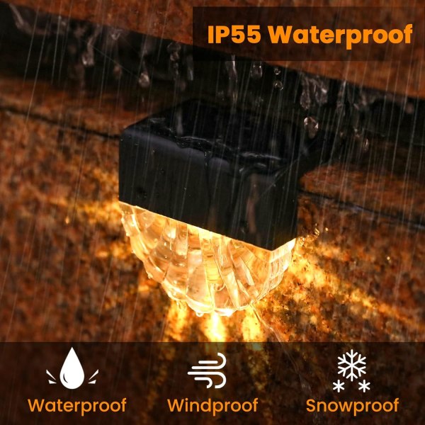 6-pack Solar Deck Lights Outdoor - Solar Step Light Waterproof S