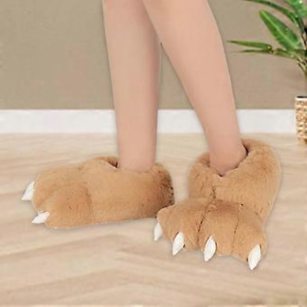 2 kpl Karhuntassut Tossut Naisille Eläinten Tassut Pehmotossut Söpöt Liukumattomat Sarjakuva Sisätossut Lämpimät Kotitossut Makuuhuoneeseen (Camel) Camel